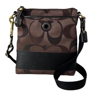 Coach Stripe Signature Logo Sateen/Satin Canvas Swingpack F47720